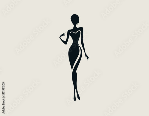 Stylish Woman Silhouette Fashion Elegance Modern Femininity Vector Logo Design
