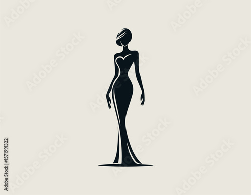 Stylish Woman Silhouette Fashion Elegance Modern Femininity Vector Logo Design