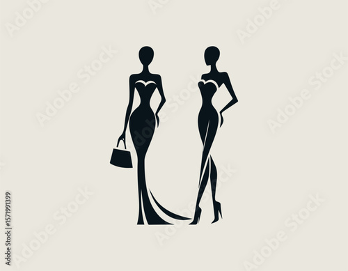 Stylish Woman Silhouette Fashion Elegance Modern Femininity Vector Logo Design