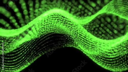 Green Neon Particle Wave — Abstract Looping Technology Background
