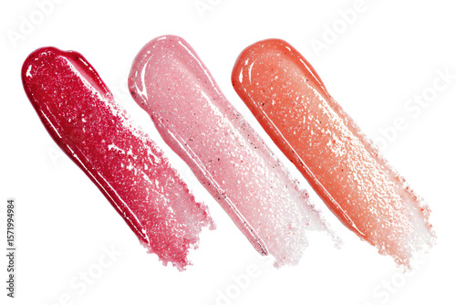 3D Render three lip glosses are lined up in a row