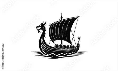 Powerful viking warrior silhouette