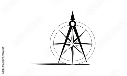 Navigational compass illustration silhouette