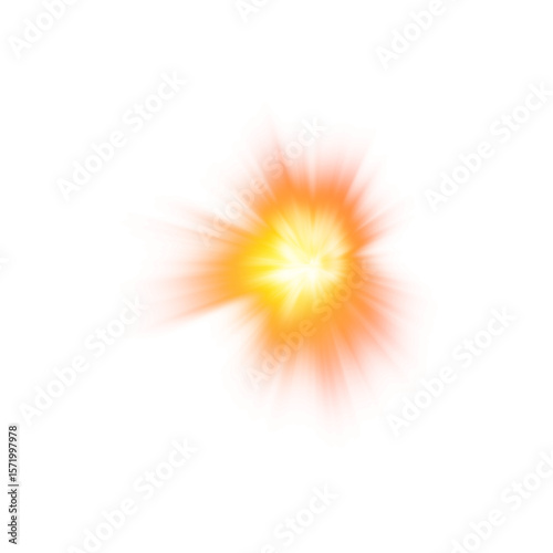 Explosion fire effect with glowing center on transparent background
