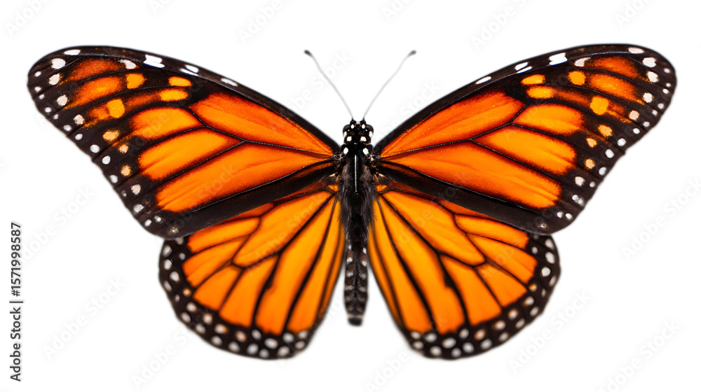 Naklejka premium Orange Butterfly With Black Veins On Transparent Background