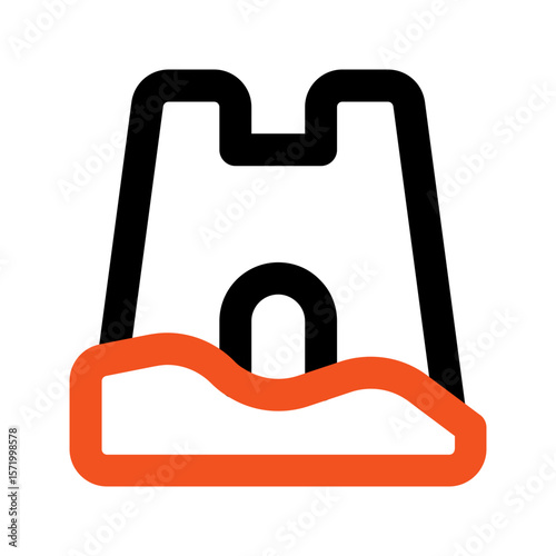 sand castle outline color icon