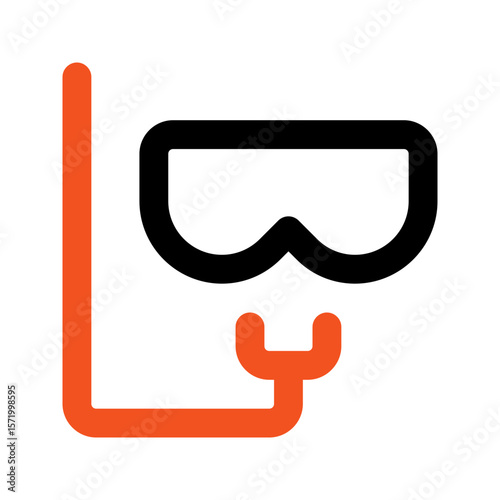 snorkeling outline color icon