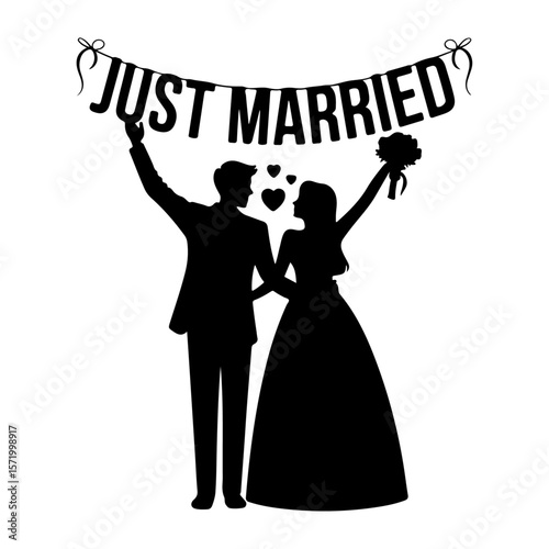 Forever in Love – Romantic Wedding Couple Silhouette Vector Collection