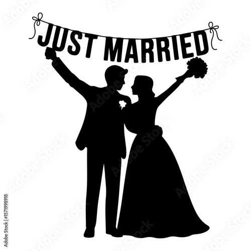 Forever in Love – Romantic Wedding Couple Silhouette Vector Collection