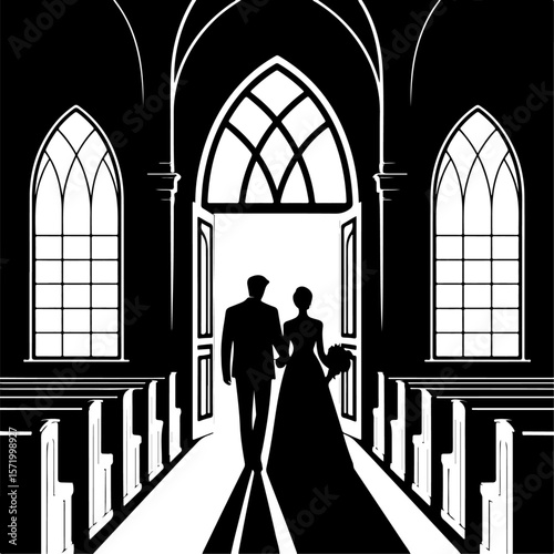 Forever in Love – Romantic Wedding Couple Silhouette Vector Collection