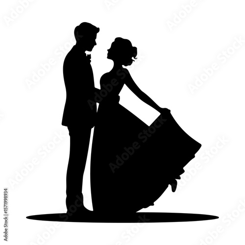 Forever in Love – Romantic Wedding Couple Silhouette Vector Collection