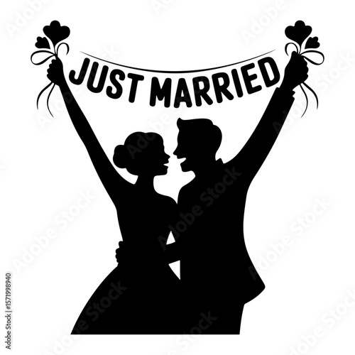 Forever in Love – Romantic Wedding Couple Silhouette Vector Collection