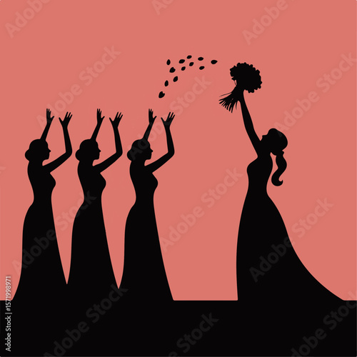 Forever in Love – Romantic Wedding Couple Silhouette Vector Collection