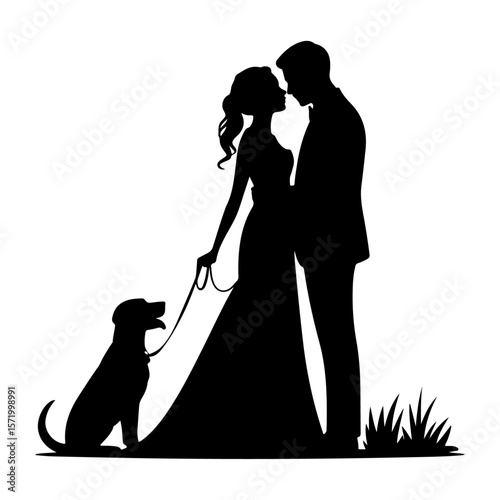Forever in Love – Romantic Wedding Couple Silhouette Vector Collection