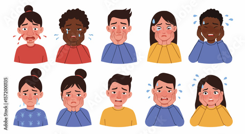 Diverse avatar faces – male and female portraits in flat style for user profiles or characters.