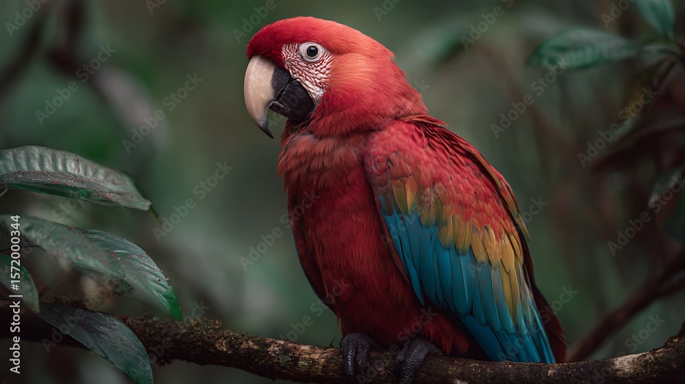 Fototapeta premium Scarlet parrot on branch