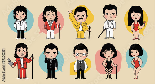 Portraits of famous historical figures – illustrated leaders and revolutionaries.
