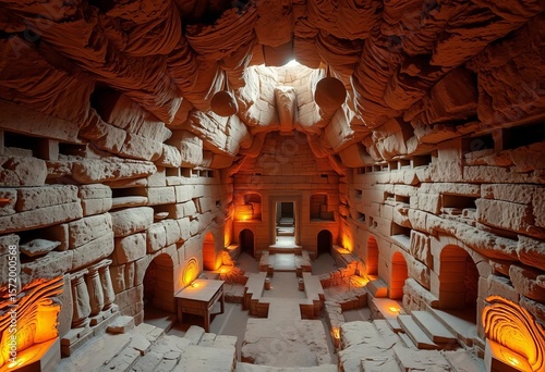 Intricate tunnels and chambers of Derinkuyu's ancient subterranean city,   turkey travel,   hidden city