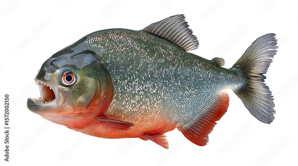 Fototapeta premium Red Bellied Piranha Closeup On Transparent Background