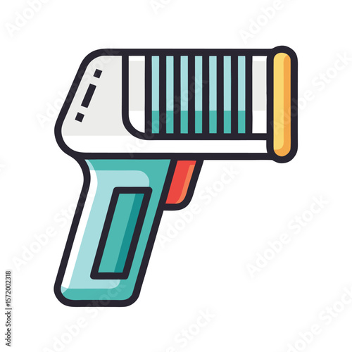 Vector illustration of a modern barcode scanner device used for retail shopping and inventory management.