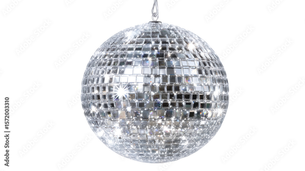 Fototapeta premium Reflective Disco Ball On Transparent Background