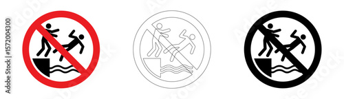 No pushing into water sign in vector format