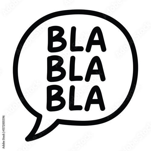 Bla bla bla speech bubble icon. Hand-drawn doodle style vector for comic design, humor, and chat illustrations. Isolated.