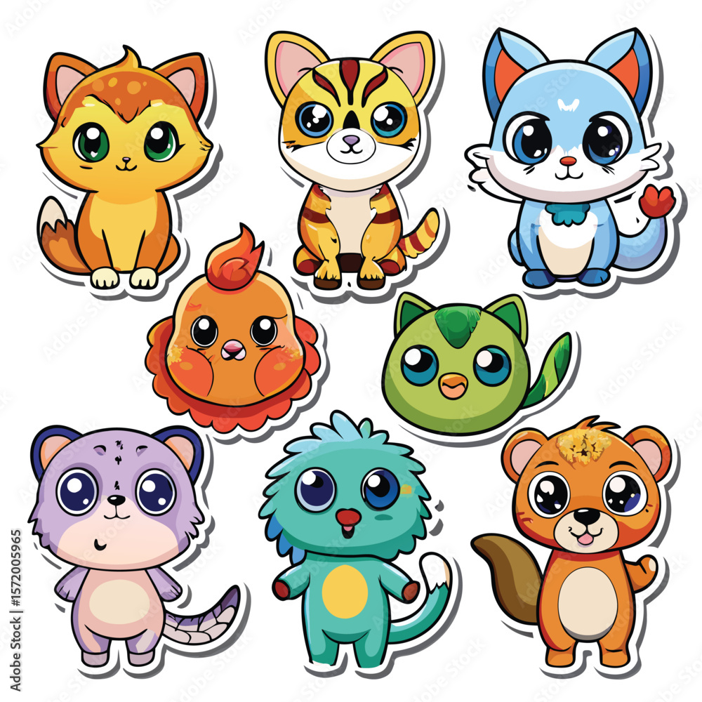 Obraz premium Cute Cartoon Animal Stickers