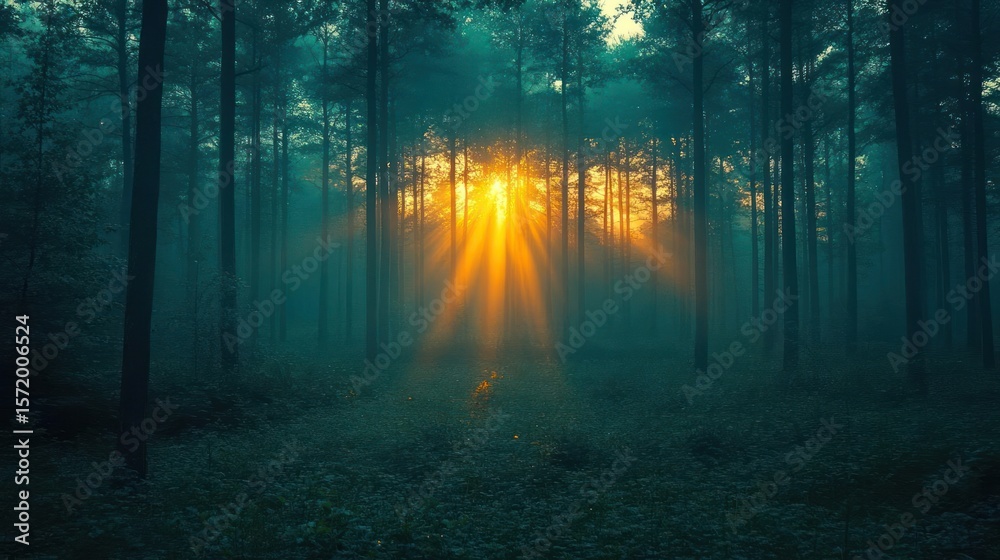 Fototapeta premium sun rays in the forest