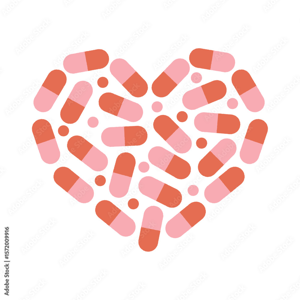 薬で形作られたハートのイラスト
Heart Shape Made of Pills Illustration 薬で形作られたハートのイラスト
Heart Shape Made of Pills Illustration