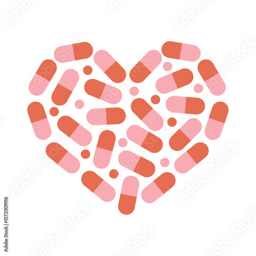 薬で形作られたハートのイラスト
Heart Shape Made of Pills Illustration