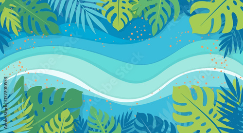 Vibrant Tropical Leaf Design with Pastel Hues.