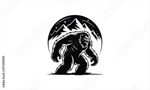 Mysterious bigfoot creature silhouette