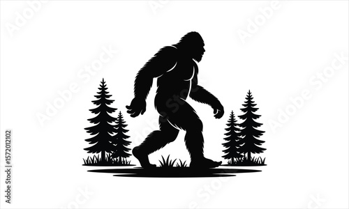 Bigfoot creature legend mythical forest dweller silhouette