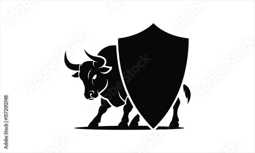 Powerful bull silhouette design