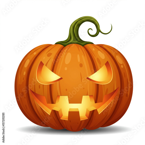 Funny Jack-o'-Lantern Vector Illustration with a Carved Smile and Big Eyes.