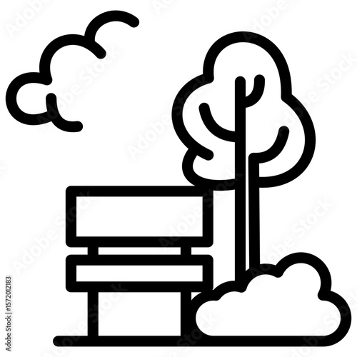 green spaces & parks  line icon