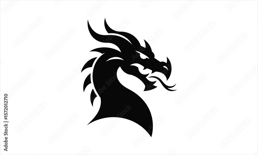 Fototapeta premium Majestic dragon illustration silhouette