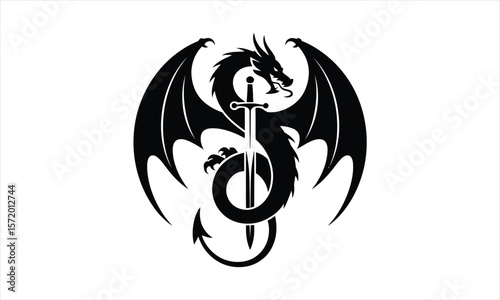 Mythical dragon creature silhouette design