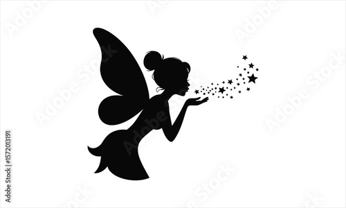 Magical flying fairy creature silhouette
