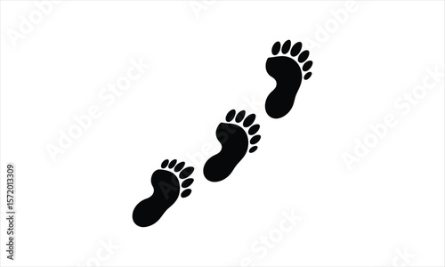 Set of footprints silhouette design elements