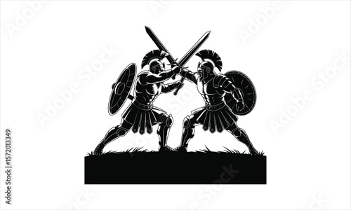 Gladiators fighting championship banner advertisement silhouette