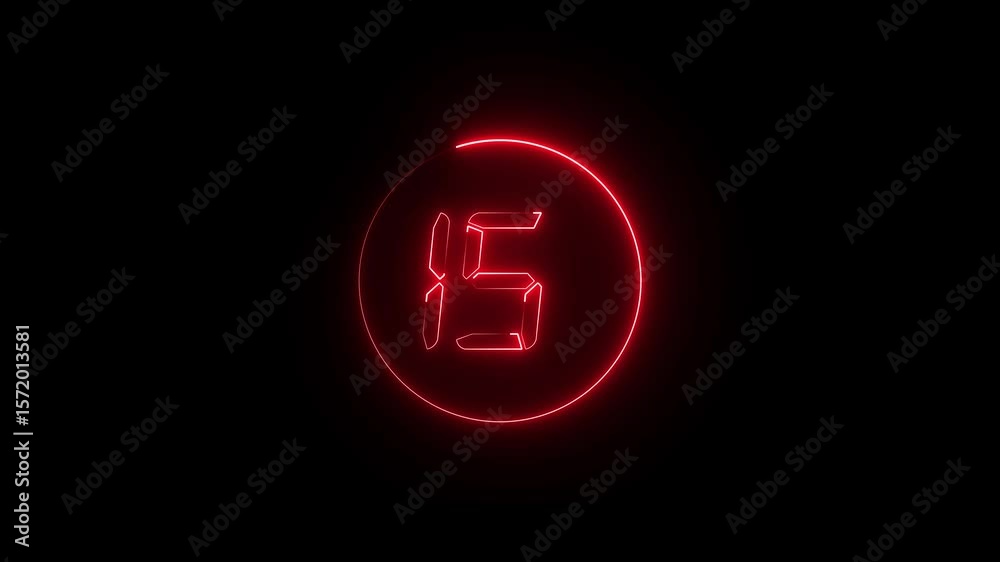 0 to 30 second neon countdown timer animation ,30 seconds simple countdown timer. 