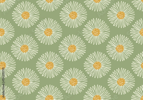 Floral Abstract Seamless Pattern, Suitable for Fashion Design, Decoration, Fabric, Wallpaper and Printing on Green Background