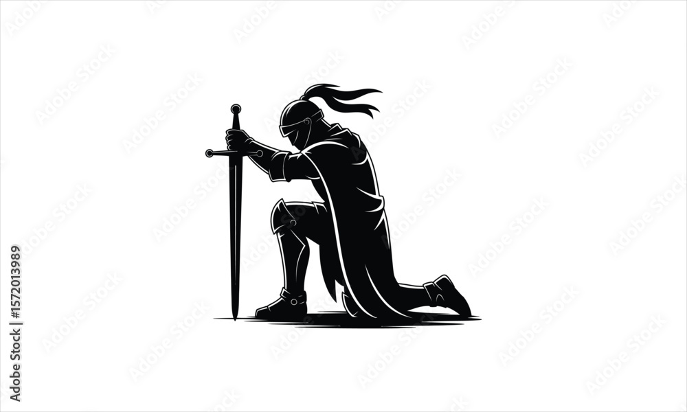 Fototapeta premium Illustrative knight figure silhouette
