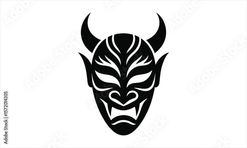 Japanese oni mask silhouette design