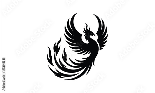 Majestic phoenix bird rising silhouette