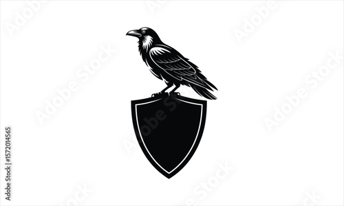 Majestic raven in flight silhouette