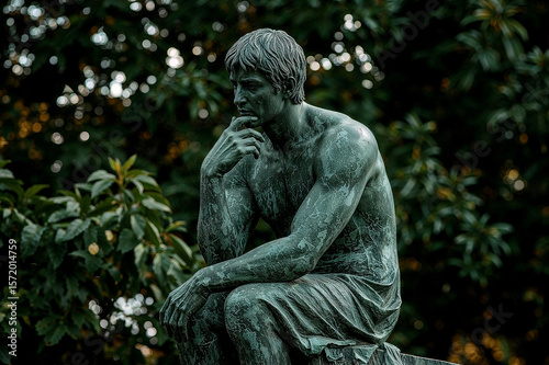 Contemplative man statue capturing deep thought