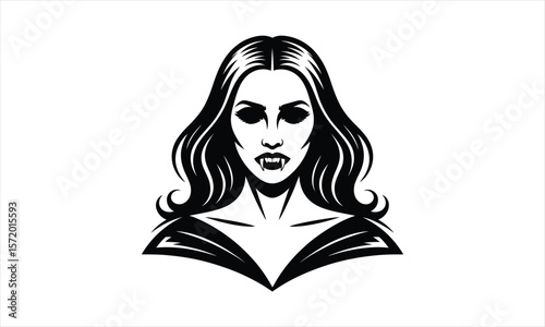 Mysterious vampiress silhouette design